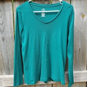 St John's Bay Cotton Longsleeve V-Neck Shirt